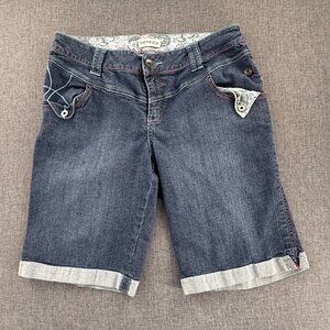 Venezia Jean Shorts Bermuda Size 18 Cotton Blend Roll Up Mid Rise Pockets‎